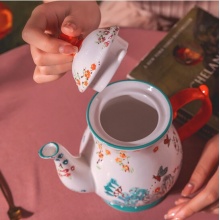 JOYYE花园茶具套装家用多人茶具陶瓷茶壶茶杯花园茶具套装 9件套
